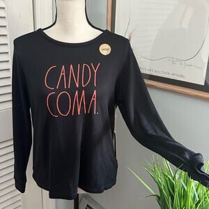 RAE DUNN Womens Pajama Top Medium Sleep Shirt Candy Coma Halloween Loungewear